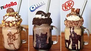 3 EASY and DELICIOUS MILKSHAKE RECIPES. NUTELLA milkshake. OREO milkshake. KIT KAT milkshake.