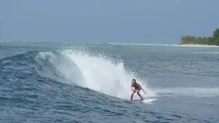 Sierra Kerr surfing Mentawai Islands Indonesia 2016. Surfer girl age 9 years old