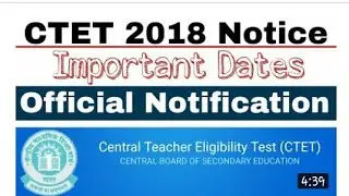 CENTRAL TEACHER ELIGIBILITY TEST OFFICIAL NOTIFICATION 2018|CTET NOTIFICATION FULL DETAILS IN VIDEO