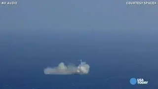Watch SpaceX rocket explode after failed landing