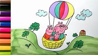 Peppa Pig Family Balloon Ride 🎈 | Simple Drawing