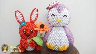 3d origami rabbit tutorial , little rabbit | DIY paper bunny handmade gift making