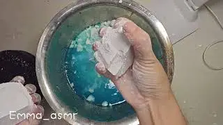 Hard and brittle chalk falling into water