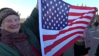 Anti-Trump protesters unfurl banners on Westminster Bridge, London