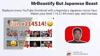 Japanese MrBeast extension (Yaju Senpai is everywhere) on Chrome, MrBeastify But Japanese Beast