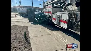 Mesa Fire Ladder Truck Smashed By Car!