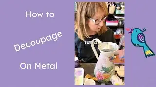# 364 Decoupage Bluebird Metal Pitcher #decoupage #rustic #diycrafts @pentartvideo