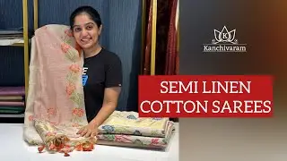 Semi Cotton Linen Sarees | #occassionwear #budgetfriendly