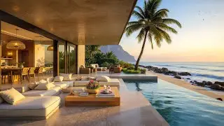 Tranquil Morning Jazz with Warm Coastal Villa Ambience | Smooth Jazz & Soft Waves to Deep Relax