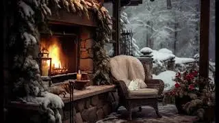 Christmas Ambience | Cozy Winter Ambience & Crackling Fireplace | Gentle Snowfall ⛄️❄️❤️☕️