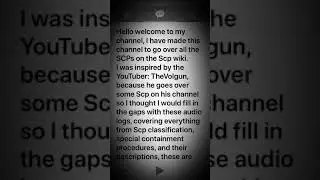 Welcome to Scp wiki Reader channel