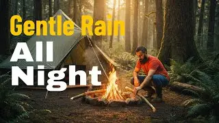 Gentle Rain All Night &bull; Cozy Solo Forest Camping in Endless Soft Drizzle