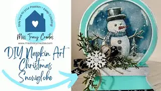 DIY Christmas Snow Globe Craft (Beginner Napkin Art Tutorial Decoupage Tutorial)
