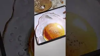 Drawing in Procreate - Digital Watercolor Fried Egg #shorts #procreate #drawing #watercolor #art
