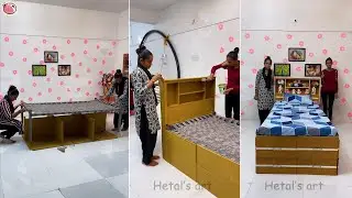 Использование старой верёвочной кровати в качестве многофункциональной картонной кровати для хран...