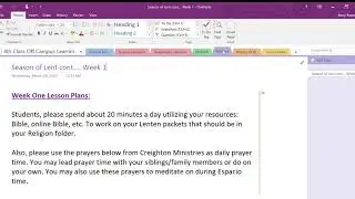 Off Campus Learning Plan  OneNote 2020