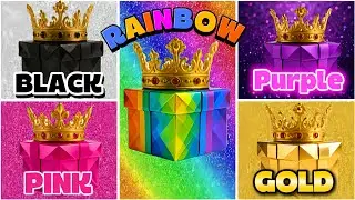 Choose Your Gift 🎁🤮🤑🥰|| 5 gift box challenge || Pink, Gold, Purple, Black & Rainbow 💛🖤💜💖🌈 #quiz