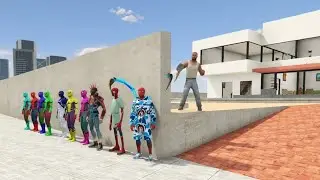 Franklin Play Hide And Kill With ALL Spiderman in Indian Bike Driving 3D 