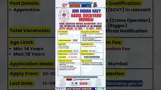Naval Dockyard Mumbai Apprentice Recruitment 2025 &ndash; 286 Posts | Apply  12 #shorts #job #indiannavy