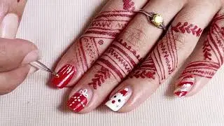 Cute and Easy Holiday Nail Art Tutorial | DIY Red, White, and Green Design