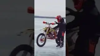 Dirt Bike Ice Slide!!!🏍🚵&zwj;♂️🚲 #shorts #bikes #motorbike #motocross #dirtbike #sliding #ice