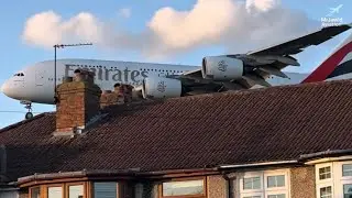 AIRBUS A380 Flying LOW Over HOUSES | Myrtle Avenue Heathrow Plane Spotting