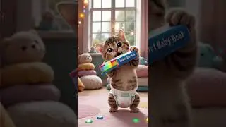 Kitten Turns Baby Sound Book Into ASMR Snack 💛📚🐱 #cuteanimals #petshorts #youtubeshorts #bulldog