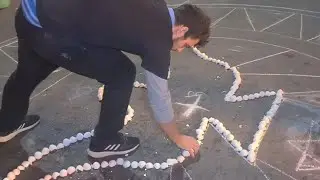 A Educadora acompanhou a montagem do tapete de Corpus Christi - Parte 1