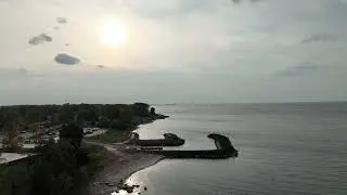 Flying DJI Flip Drone West Over Lake Erie Sheffield Lake Boat Launch 10-18-2025 
