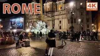 Piazza Navona at Night 🇮🇹 Rome Walking Tour | Jan 2026 | 4K