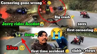 Jerry rider live crash😭|| First time cornering 2025😍 || R15M accidnt🥺Sunday ride gone wrong❌