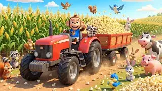 Baby Monkey Harvests Corn and Turns It into Popcorn | A Fun and Tasty Farm Adventure