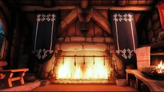 Relaxing Valheim Ambience | Light Rainstorm and Crackling Fire Sounds for Sleeping | 1 Hour