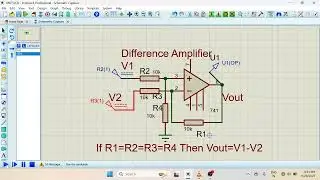 Difference Amplifier using OPAmp 741 ic in Proteus#shortsvideo #shortvideo #shorts #shortvideos