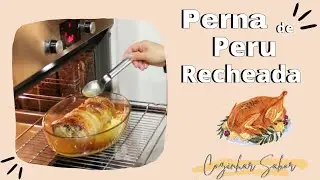Receita Peru | perna recheada com bacon e carne picada