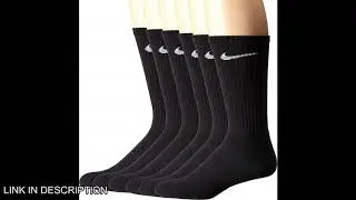 NIKE Unisex Performance Cushion Crew Socks with Band (6 Pairs), Black/White, Large