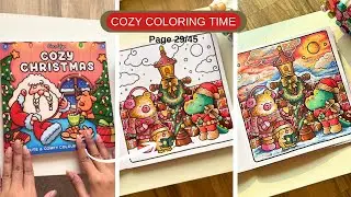 A Colorful Cozy Christmas Evening 🎄✨ |Coloring  Page 29/45 | How to color using a Ohuhu Markers