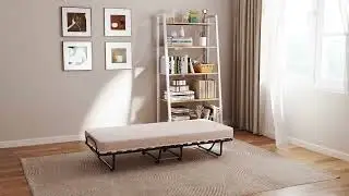 Letto pieghevole con materasso in memory foam struttura resistente e 4 ruote girevoli