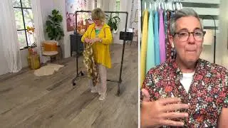 LOGO by Lori Goldstein Print Rayon 230 Skirt with Woven Panels on QVC