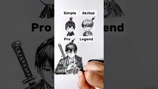 How to Draw Aki in different levels 😳 #shorts #anime #drawing