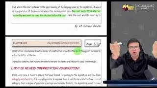 CA Inter Law | Interpretation of statues | Regular Lecture | Indresh Gandhi | ICAI CA | #cainterlaw