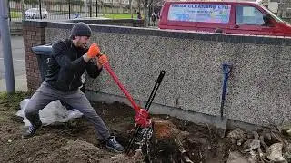 Tree stump removal using farm jack, easy way, firs time.