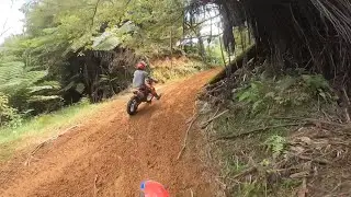 Helmet-view third lap out at Āria ￼trail 2025 day 2