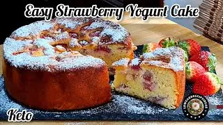 Easy Keto Strawberry Yogurt Cake | Taste heavenly with a super easy strawberry sauce