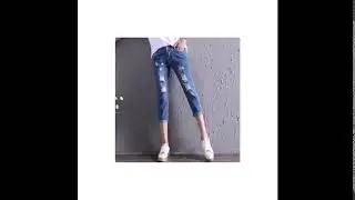 Summer Skinny Jeans Capris Women Stretch Knee Length Denim Pants Slim Mom Womens Denim Jeans Plus Si