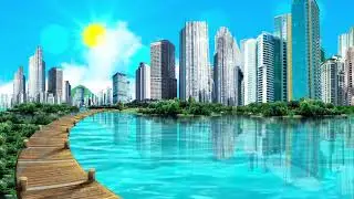 background animasi bergerak jalan menuju gedung | road to building background no copyright