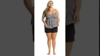 Penbrooke Plus Size Double Diamond Triple Tier Tankini Top | SwimOutlet.com