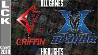 GRF vs KZ Highlights ALL GAMES | LCK Summer 2019 Week 9 Day 4 | Griffin vs King-Zone DragonX