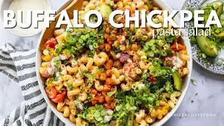 Buffalo Chickpea Pasta Salad | This Savory Vegan
