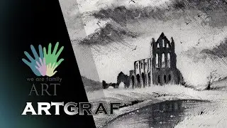How to paint Whitby Abbey using Artgraf graphite,  Line and Wash speedpaint tutorial